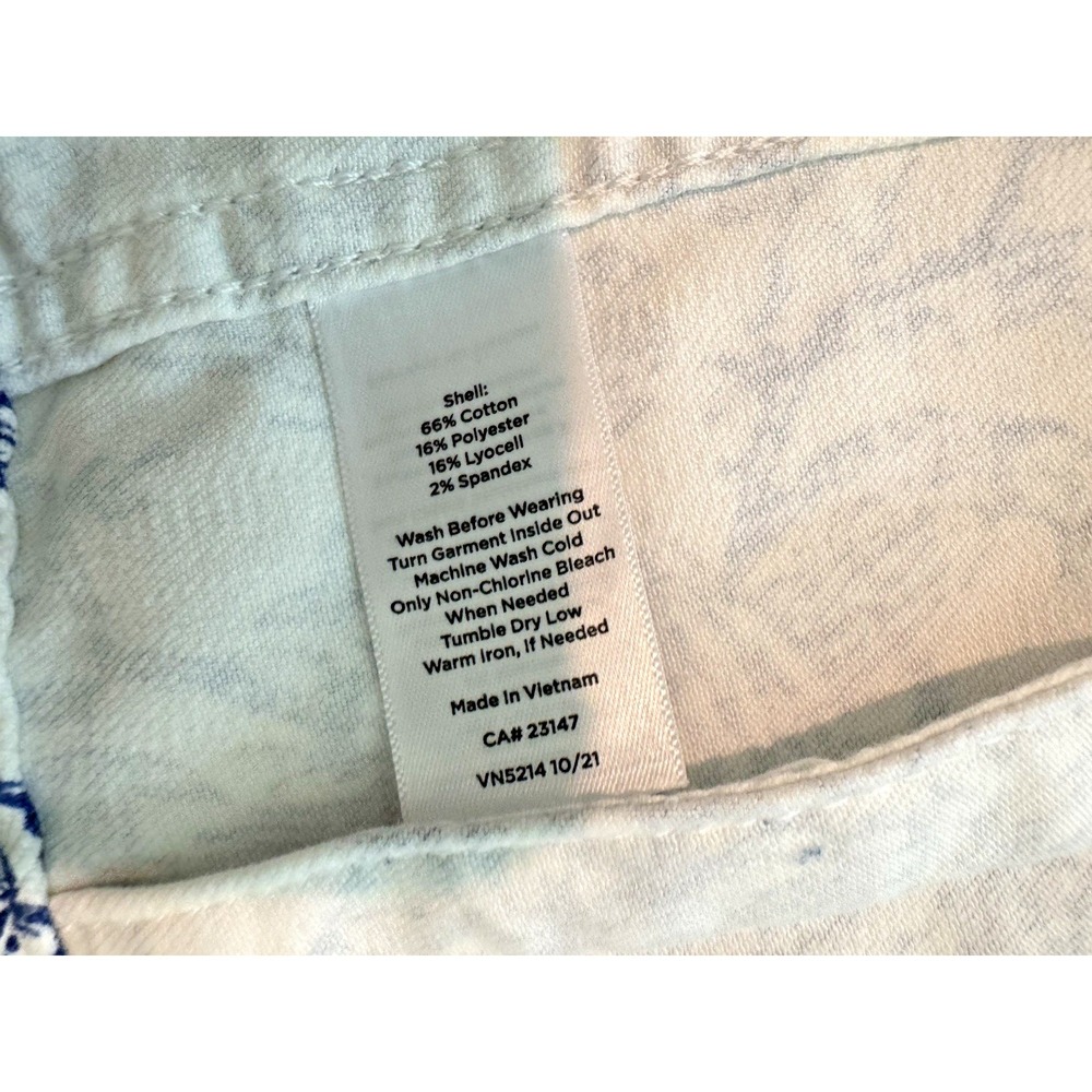 TALBOTS White with Pretty Bird Toile Print (Blue) Classic Denim Jacket Sz XS - Picture 5 of 10